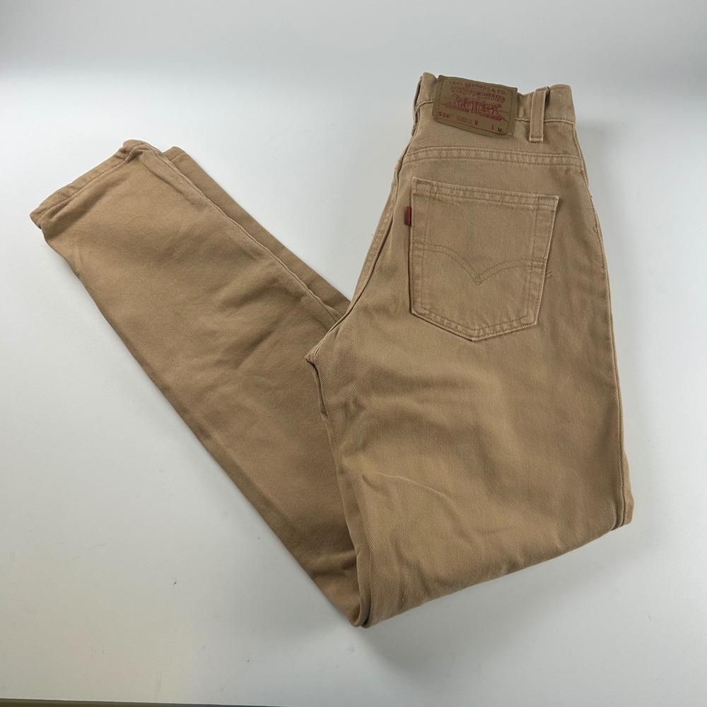 Levis 550 WMNS 5 Relaxed Fit Tapered Leg Tan Khaki Jeans Made in USA VTG 90s